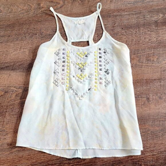 UO Silence & Noise tie dye tank top distressed pastel studs studded small - Picture 3 of 8